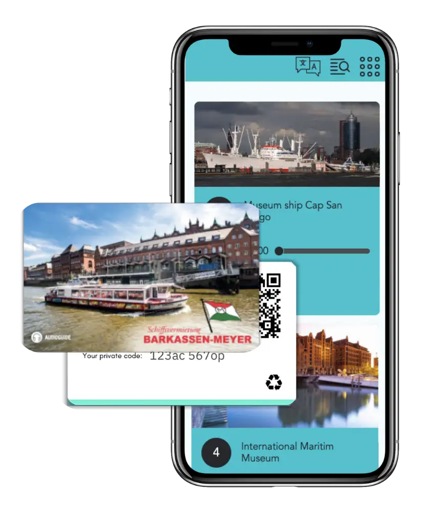 Soluzione di audioguida digitale per tour ed escursioni in barca e in autobus