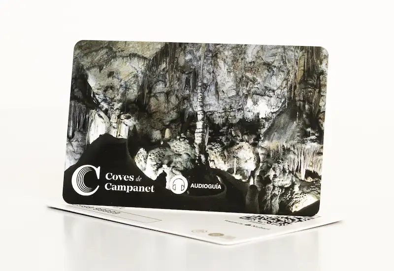 Audio guide card for the Caves of Campanet