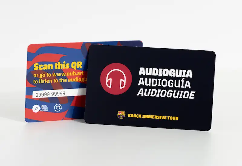 Audio guide card for the FC Barcelona Museum in Barcelona