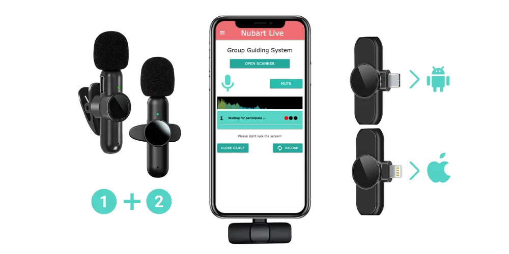 Two-piece wireless lavalier microphone for smartphones