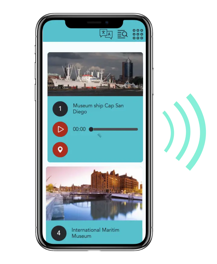 The Nubart audio guide commentary system for boat and bus tours