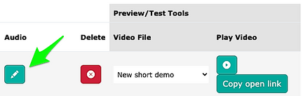 Audio icon in the Nubart SYNC video instance table