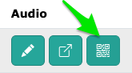 QR code download icon next to an uploaded audio track